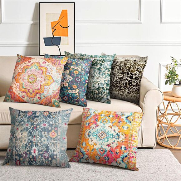 NEW 2 Set 🎀 Boho Green Throw Pillow Covers 18"" Bohemian Velvet Soft Be… - Picture 7 of 9